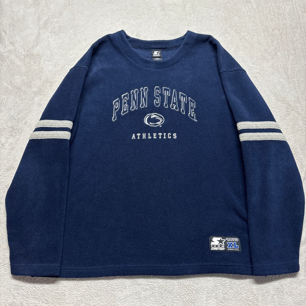 VTG Penn State Fleece Pullover Mens XL Navy NCAA Football Starter EUC